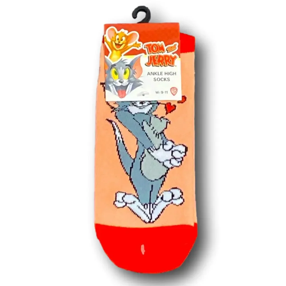 3/$20 Tom & Jerry Valentine's Day Hearts Funny Novelty Ankle Socks - NWT